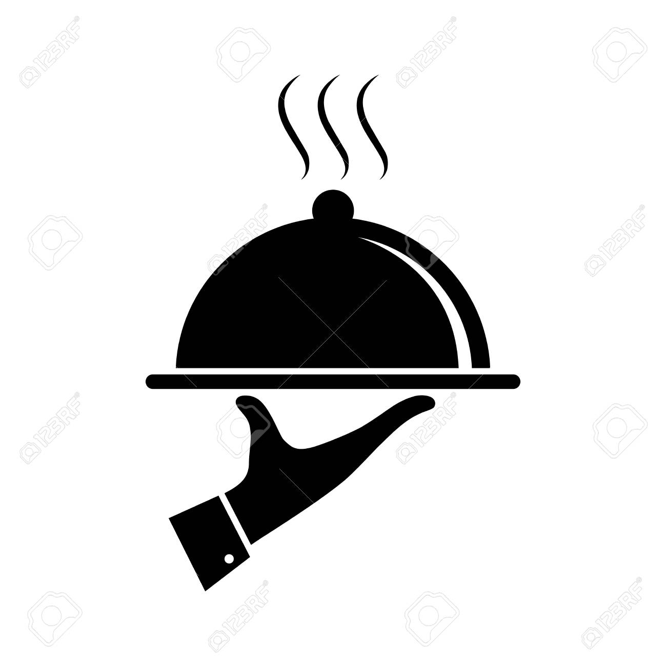 Download Serving Food Icon Sign Hand Of Waiter With Serving Tray Waiter Royalty Free Cliparts Vectors And Stock Illustration Image 129010842