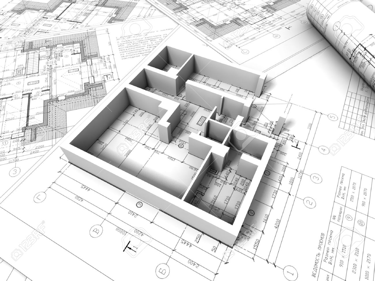 Charming 3d Plan Drawing Part - 7: 3D Plan Drawing Stock Photo - 12559796 Charming 3d Plan Drawing Part - 7: 3D Plan Drawing Stock Photo - 12559796