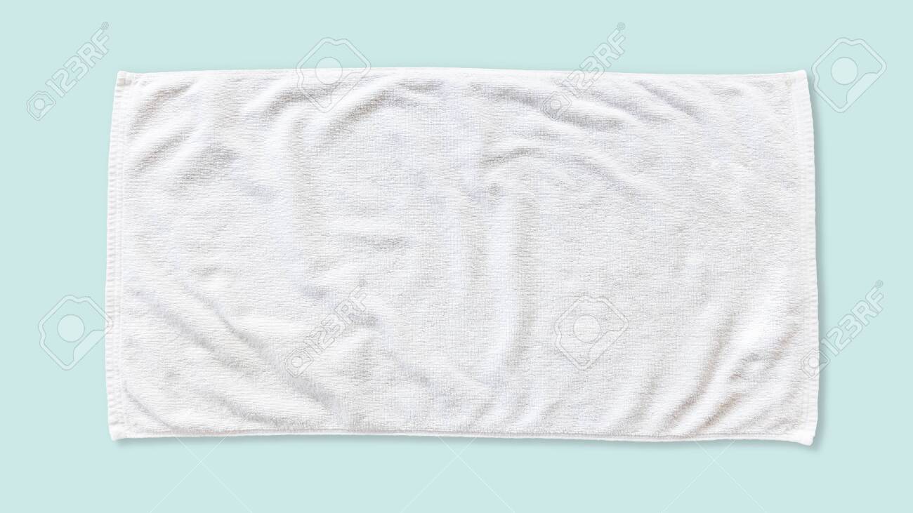 White Beach Towel Mock Up Isolated With Clipping Path On Blue Stock Photo Picture And Royalty Free Image Image 122759130