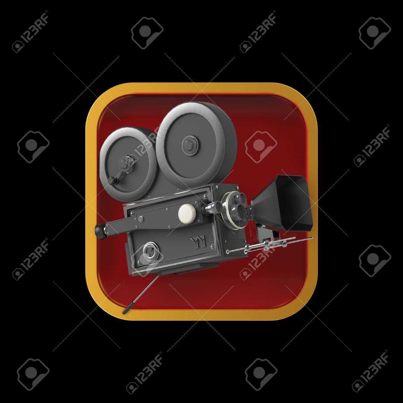 High Detailed Vintage Movie Camera On Rounded Square   Resolution 3d Render Application Icon For Video Editor, Camera VFX  Application. User Interface Element Stock Photo, Picture And Royalty Free  Image. Image 52574205.