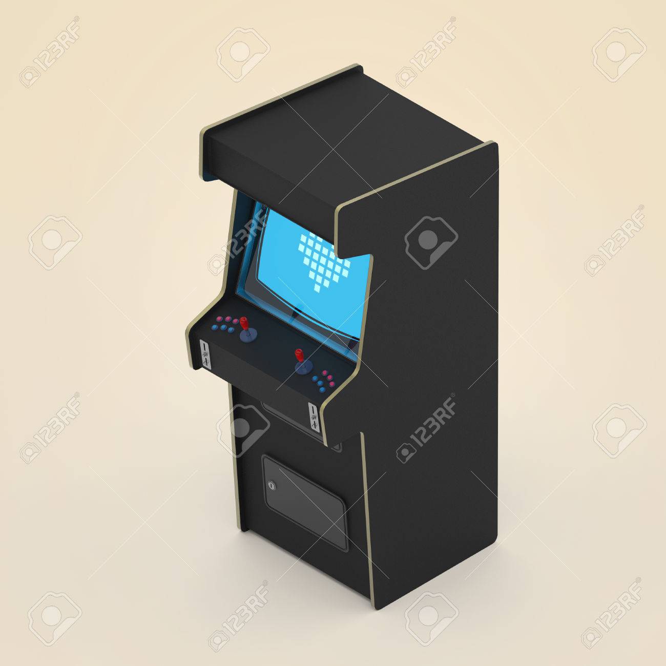 A Vintage Arcade Game Machine Cabinet With Pixel Heart Icon