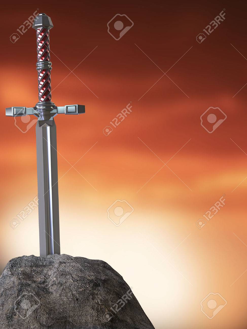 Stock Photo Sword Excalibur King Arthur Stuck In The Rock Stone Isolated 3d Render Metaphor Of Candidate Applicant Test Stock Photo Sword Excalibur King Arthur Stuck In The Rock Stone Isolated 3d Render Metaphor Of Candidate Applicant Test