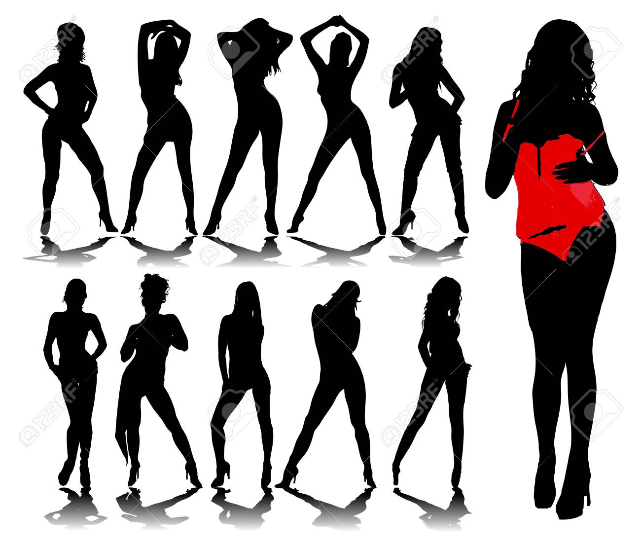 編集可能なベクトル形式でセクシーな女性シルエットのイラスト素材 ベクタ Image