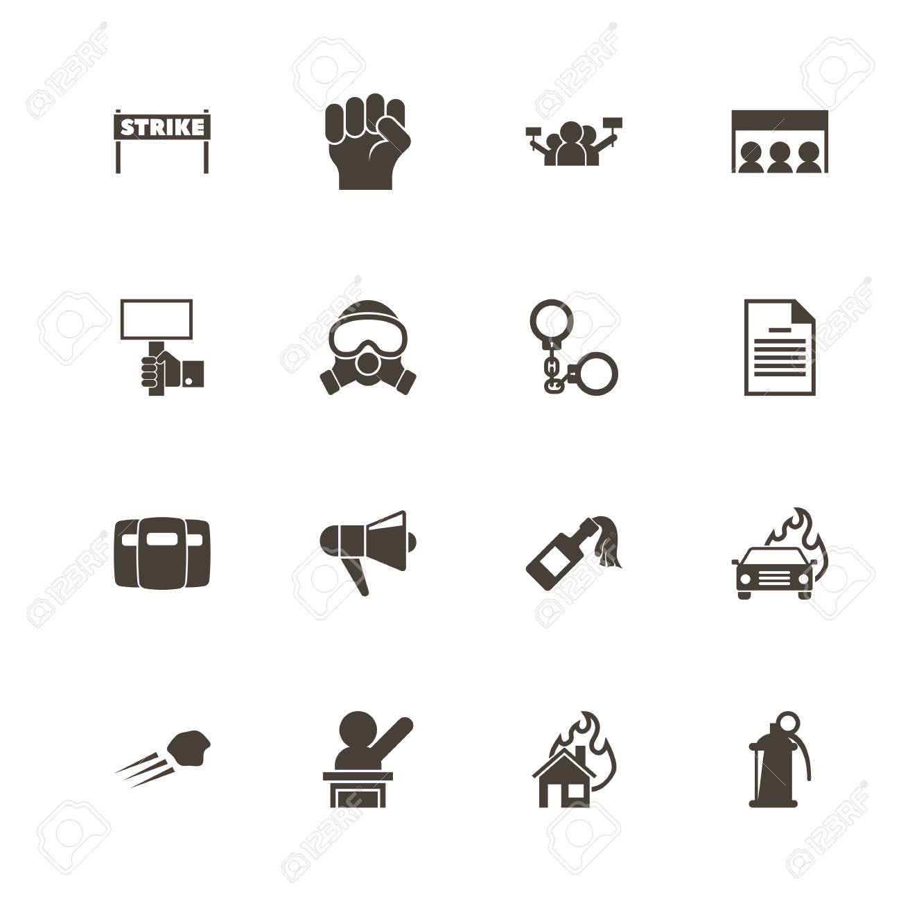 抗議アイコン 白い背景に完璧な黒の絵文字 フラットシンプルベクトルアイコン のイラスト素材 ベクタ Image