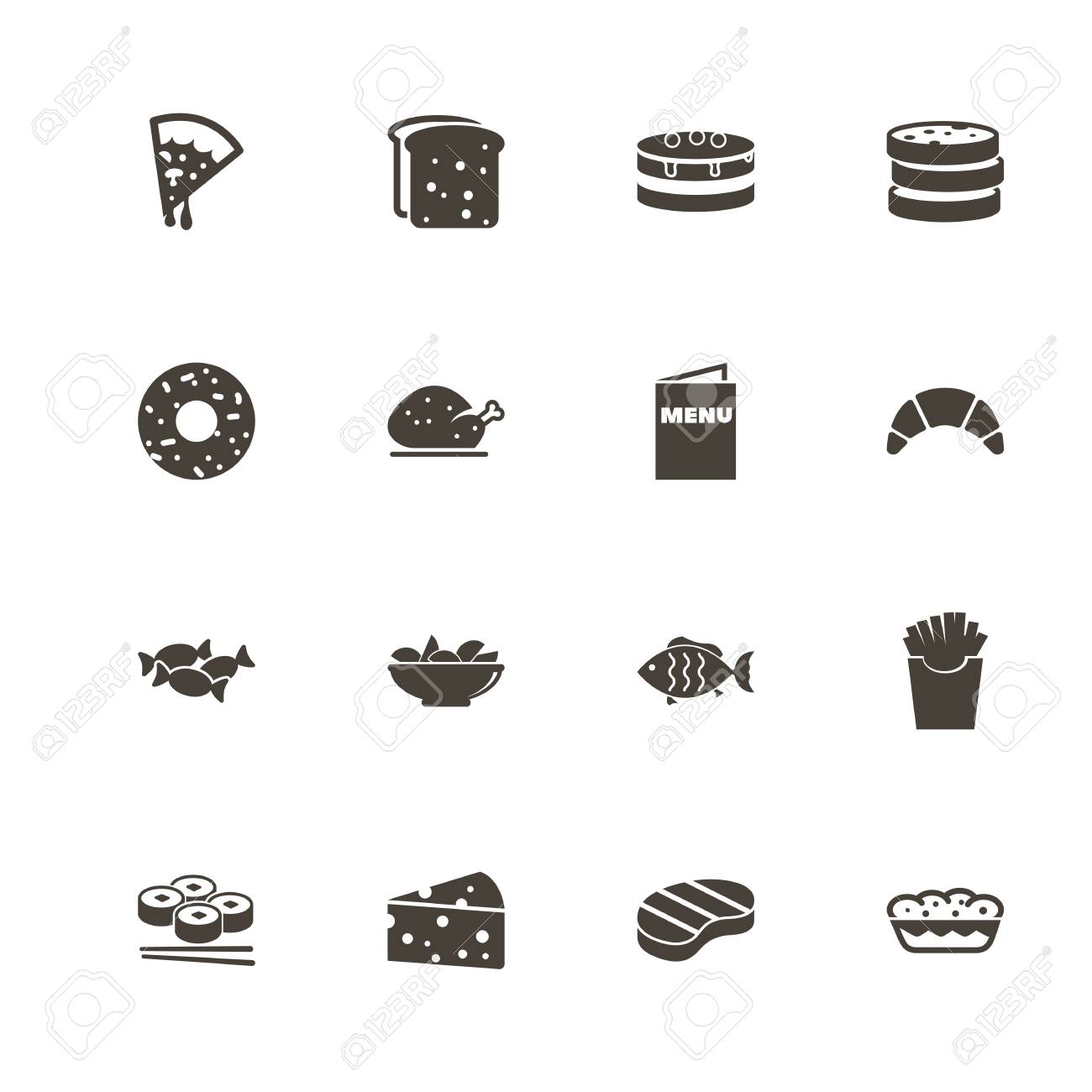 食べ物のアイコン 白い背景に完璧な黒の絵文字 フラットシンプルベクトルアイコン のイラスト素材 ベクタ Image