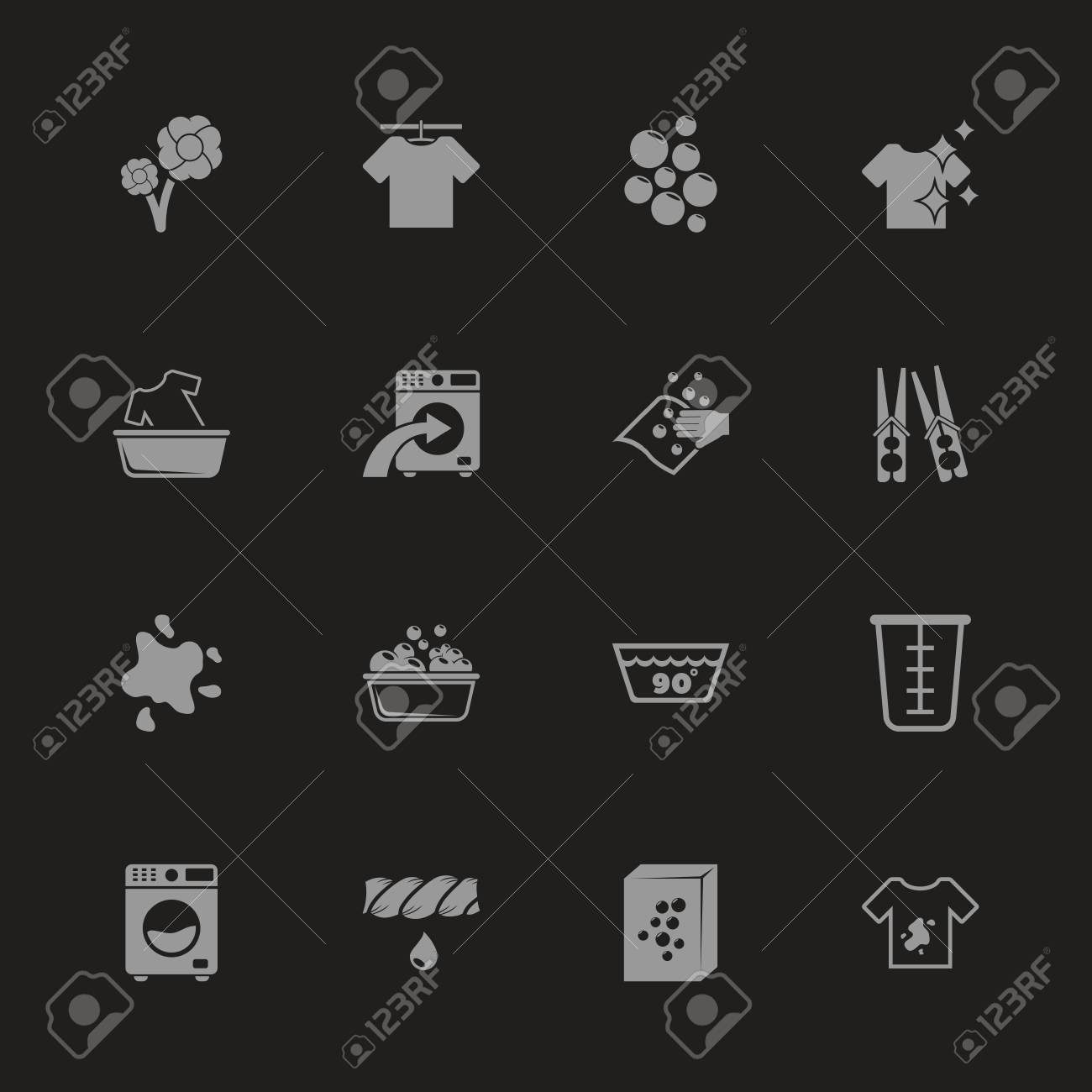 ランドリーアイコン 黒の背景に灰色のシンボル シンプルなイラストのフラットベクトルアイコン のイラスト素材 ベクタ Image