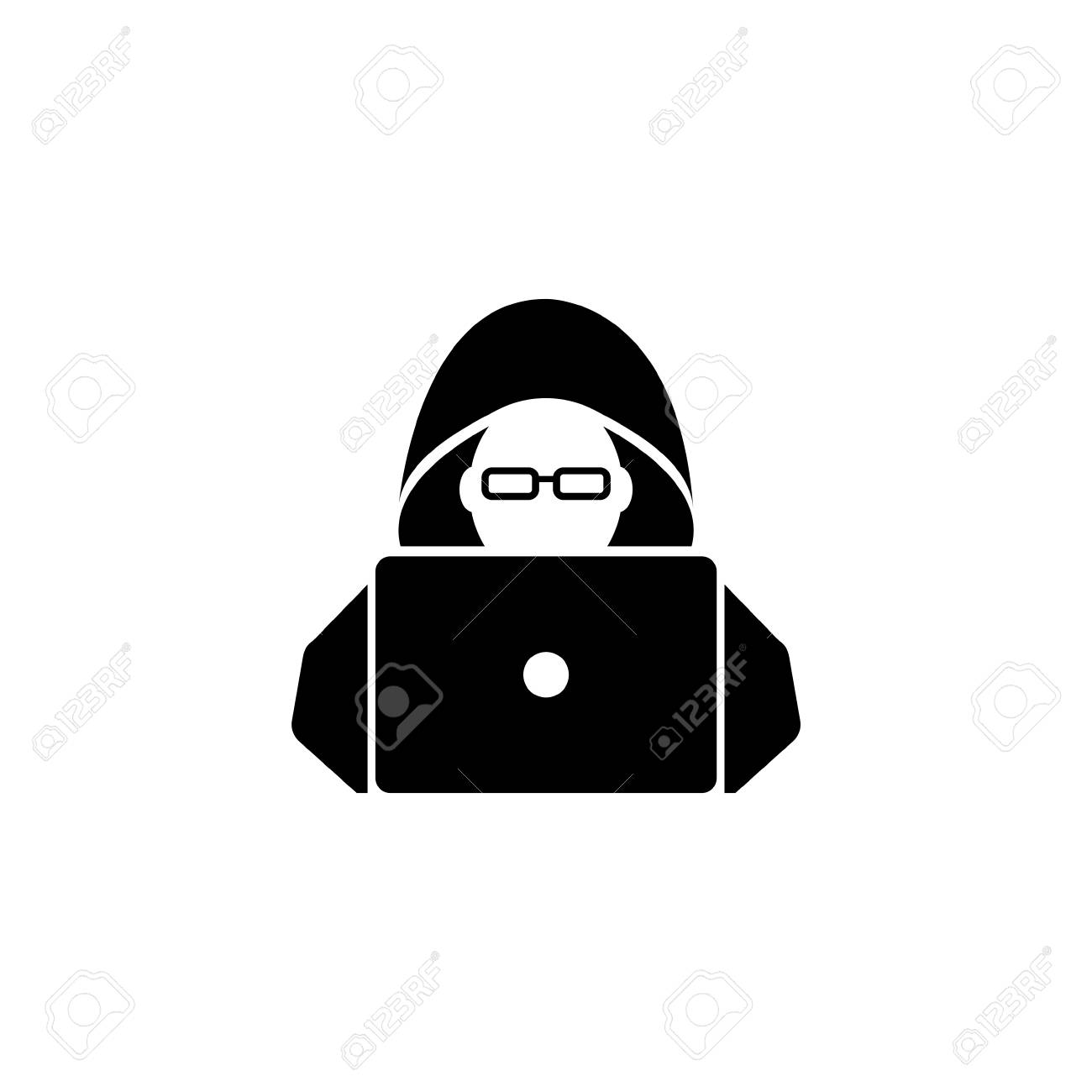 Hacker Flat Vector Icon Simple Black Symbol On White Background Royalty Free Cliparts Vectors And Stock Illustration Image 97687532