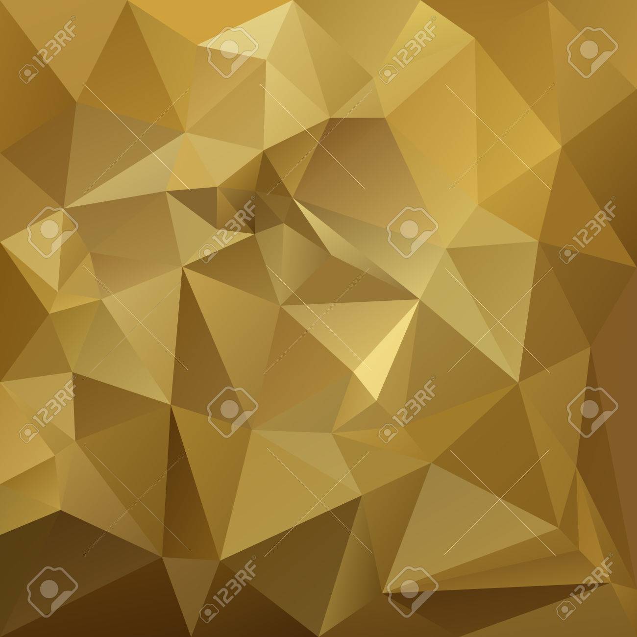 ゴールド ベージュの黄色と茶色の色の三角形のパターンを持つ抽象的な不規則なポリゴンのイラスト素材 ベクタ Image