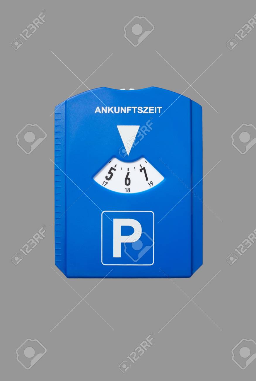 到着 Timeisolated 灰色のドイツ語の単語を持つドイツ パーキング ディスク の写真素材 画像素材 Image