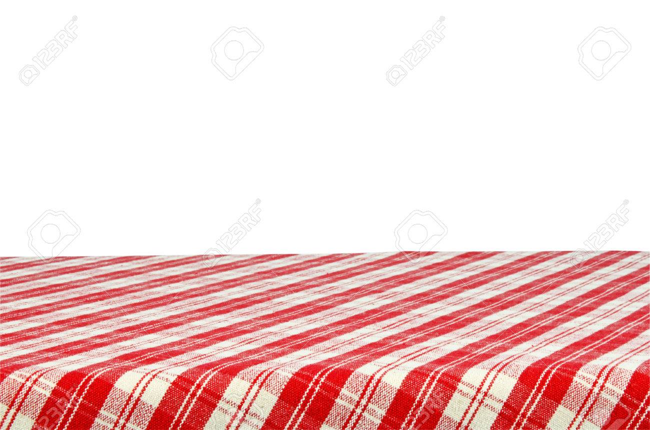 picnic table with tablecloth isolated on white background with