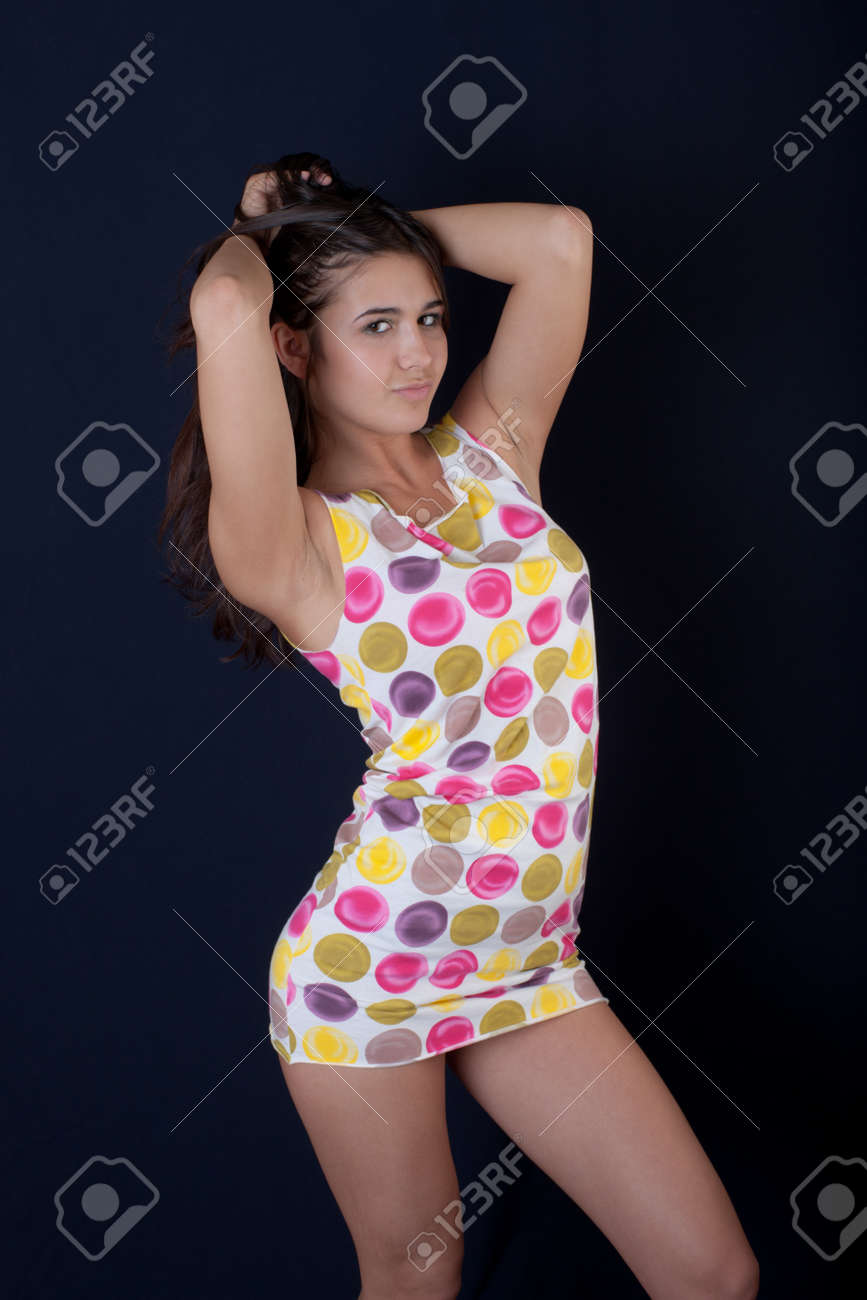 The sexy girl in a short dress The sexy girl in a short dress