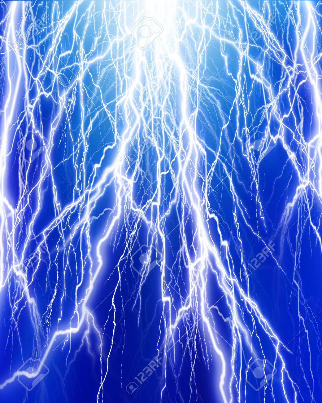 Lightning Flash On Black Background Stock Photo, Picture And