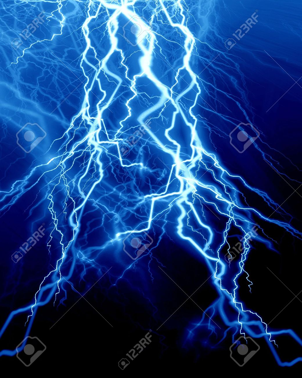 Intense Lightning On A Dark Blue Background Stock Photo Picture And Royalty Free Image Image