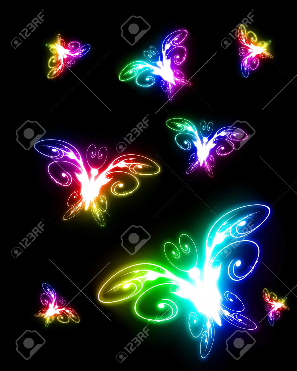 rainbow with black background on Rainbow Butterflies On A Dark Black Background Stock Photo Picture And Royalty Free Image Image 5809259