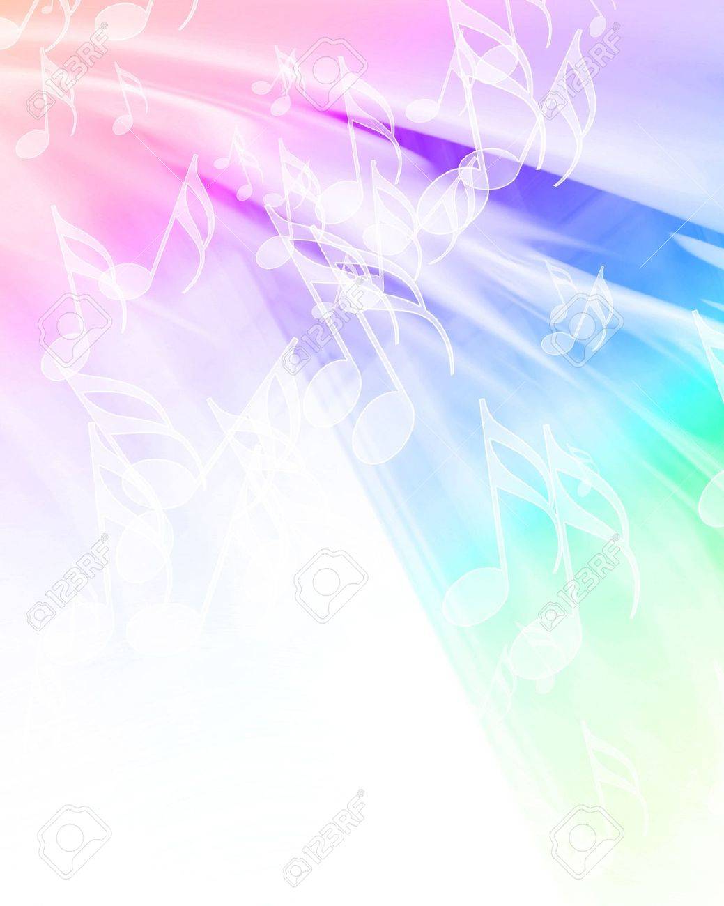 美しい虹の背景の音楽ノート の写真素材 画像素材 Image