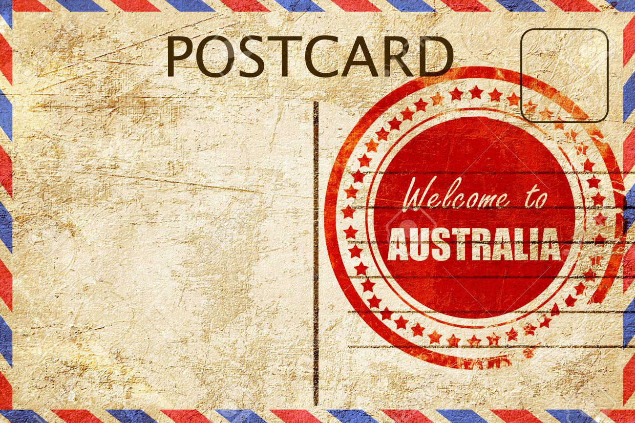 Carte Postale Vintage Bienvenue A La Carte Australie Avec Quelques Reflets Doux Banque D Images Et Photos Libres De Droits Image