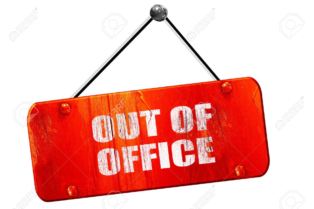out of office 3d rendering red grunge vintage sign stock photo out of office