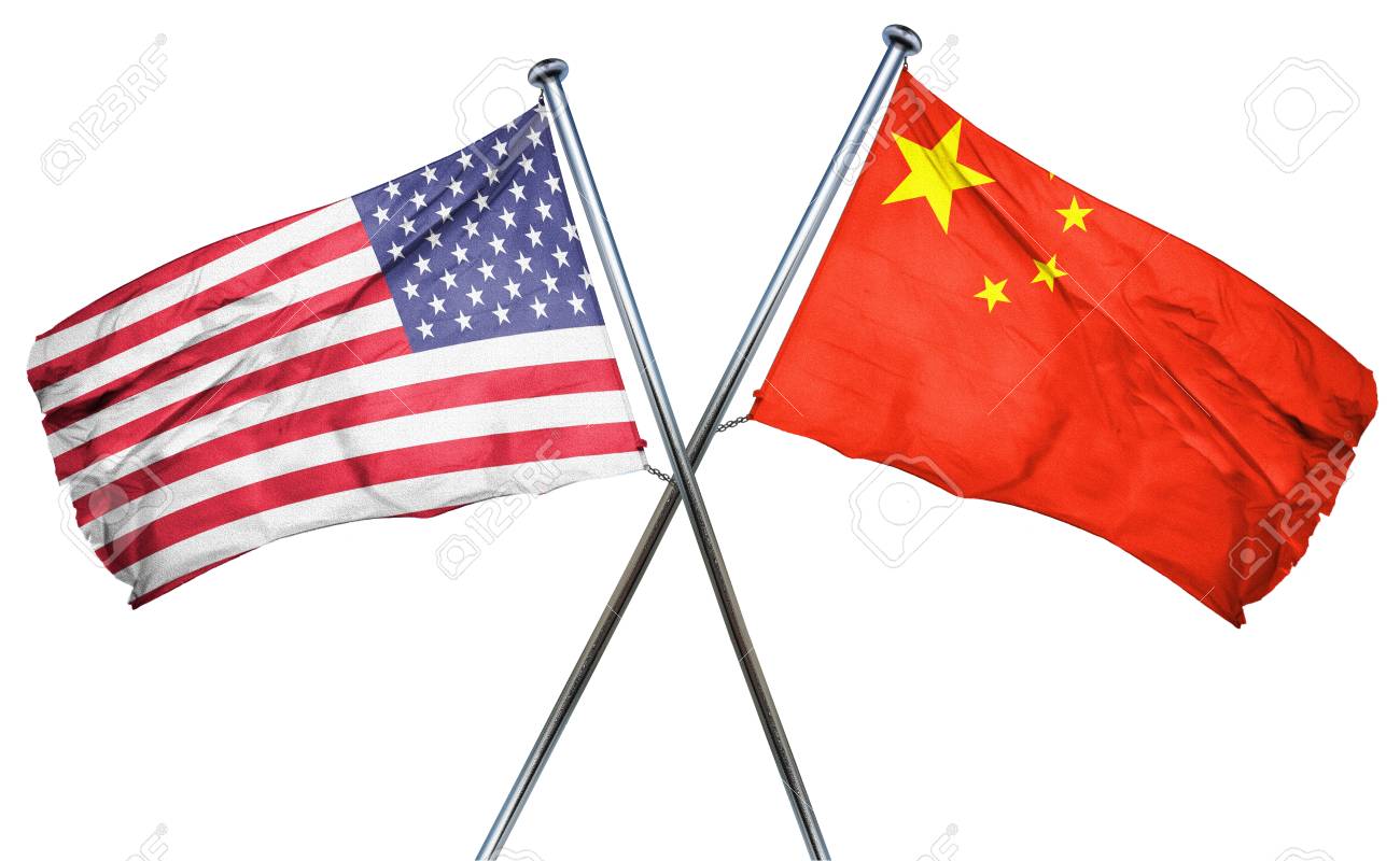 America Flag Combined With China Flag Stock Photo, Picture And ...