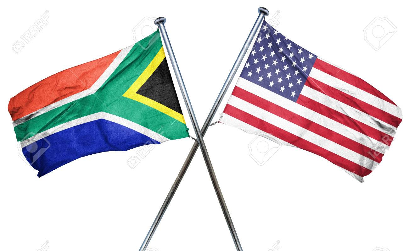 アメリカの国旗と組み合わせる南アフリカ共和国の旗 の写真素材 画像素材 Image
