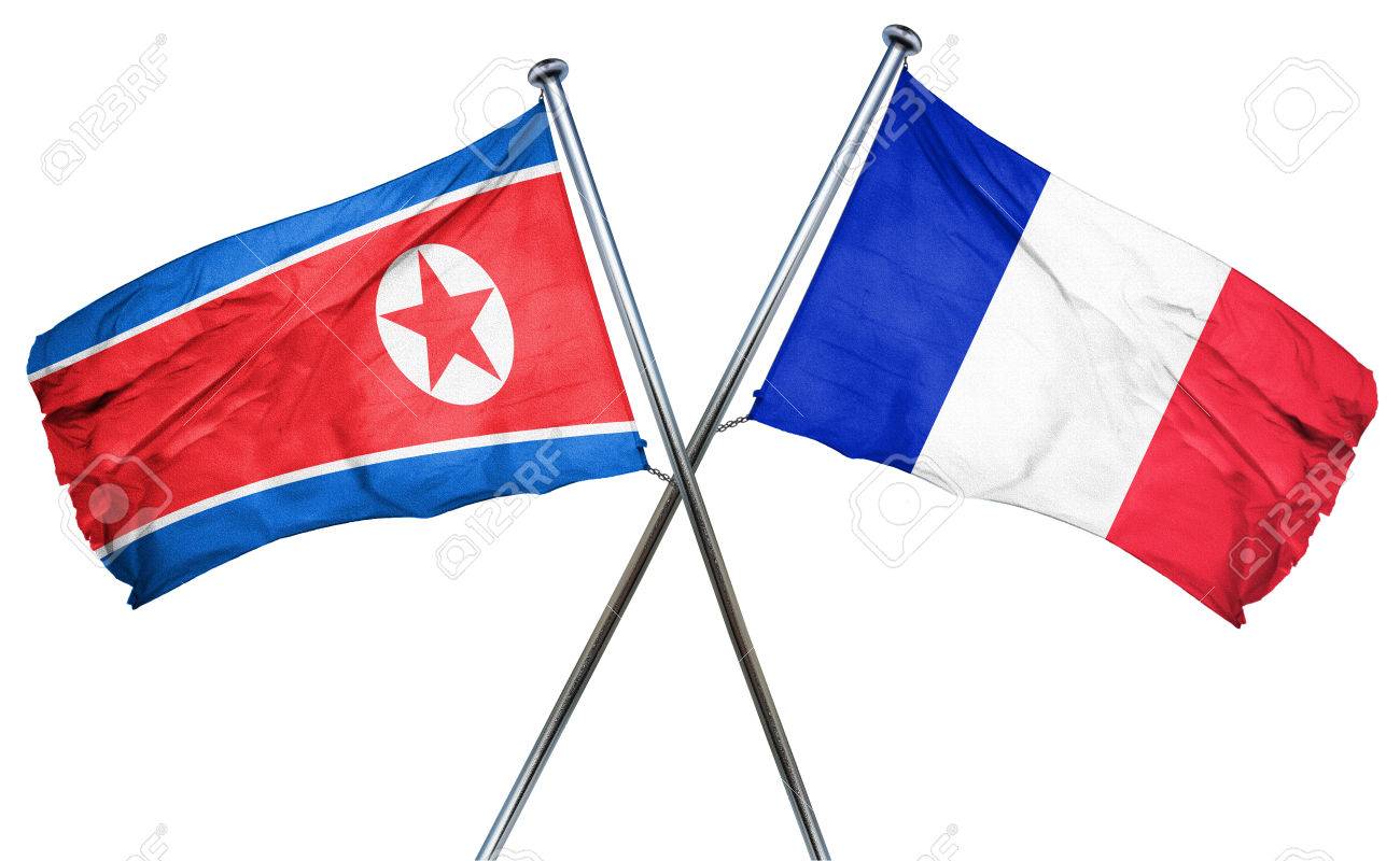 フランスの旗と組み合わせて北朝鮮フラグ の写真素材 画像素材 Image