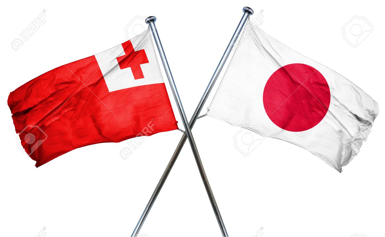 トンガの国旗は日本国旗と組み合わせる の写真素材 画像素材 Image