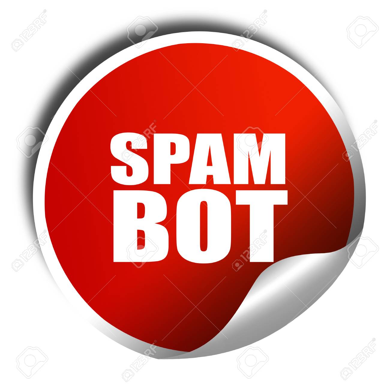 スパム Bot 3 D レンダリング 白い文字が赤いステッカー の写真素材 画像素材 Image