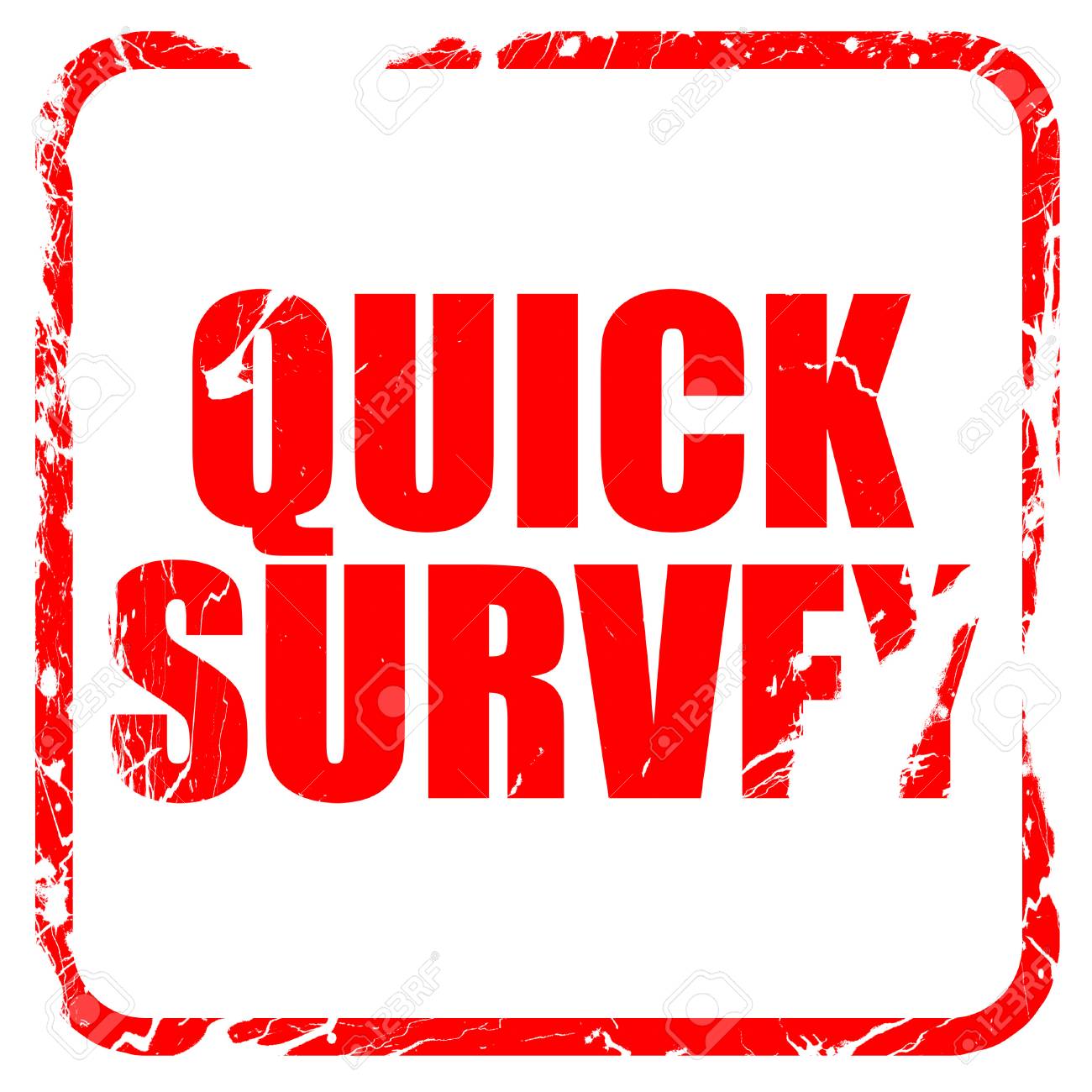 quick survey red rubber stamp with grunge edges stock photo