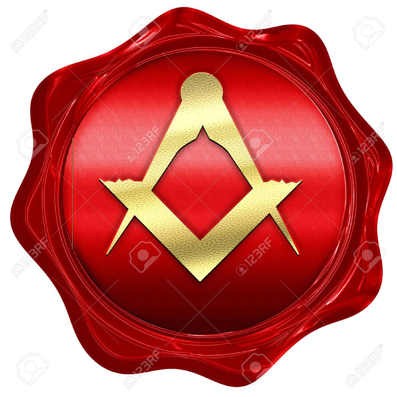 いくつかのソフトの滑らかなライン、3 D レンダリング、赤いワックス シールとフリーメーソン フリーメーソンのシンボルの写真素材・画像素材 Image  57224422