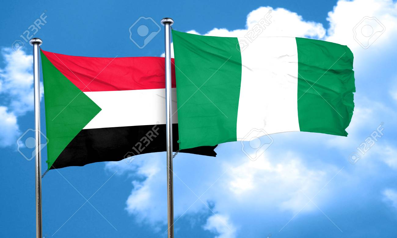 sudan flag with nigeria flag 3d rendering stock photo picture and