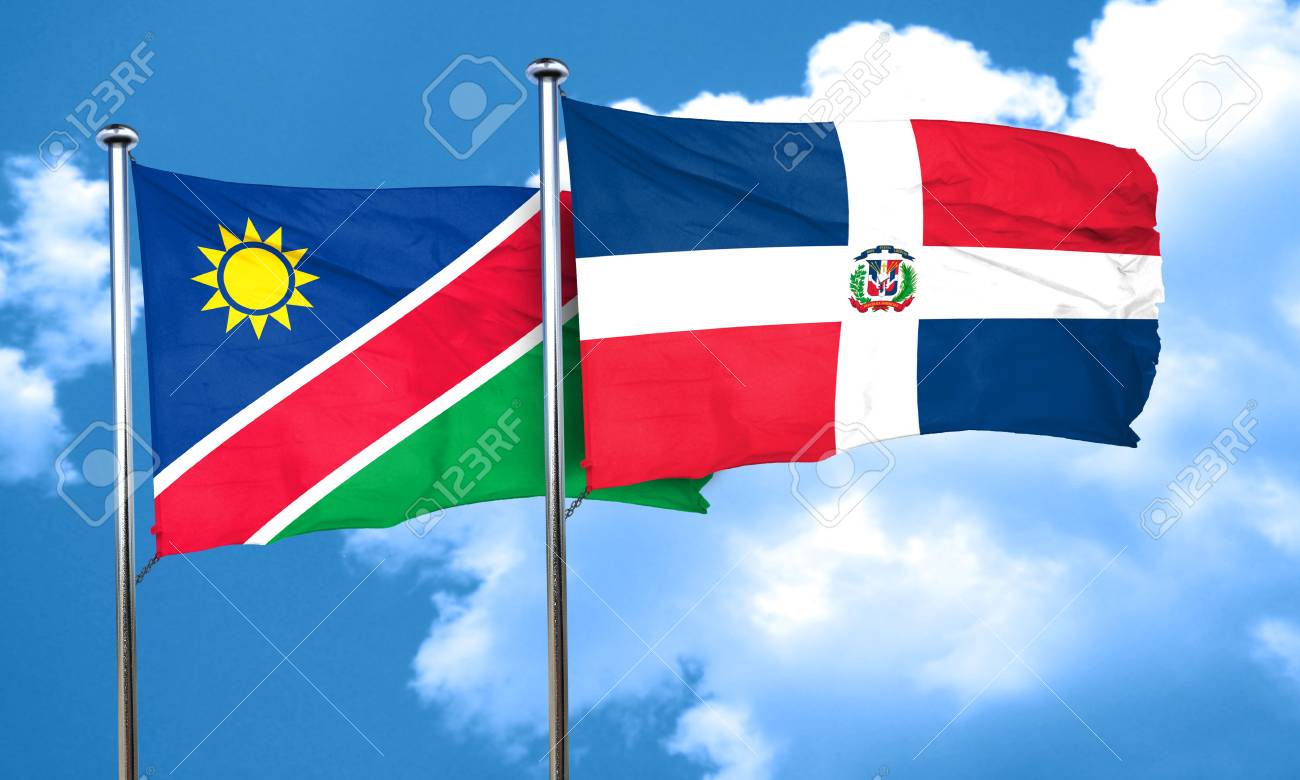 ナミビアの国旗とドミニカ共和国の旗 3 D レンダリング の写真素材 画像素材 Image