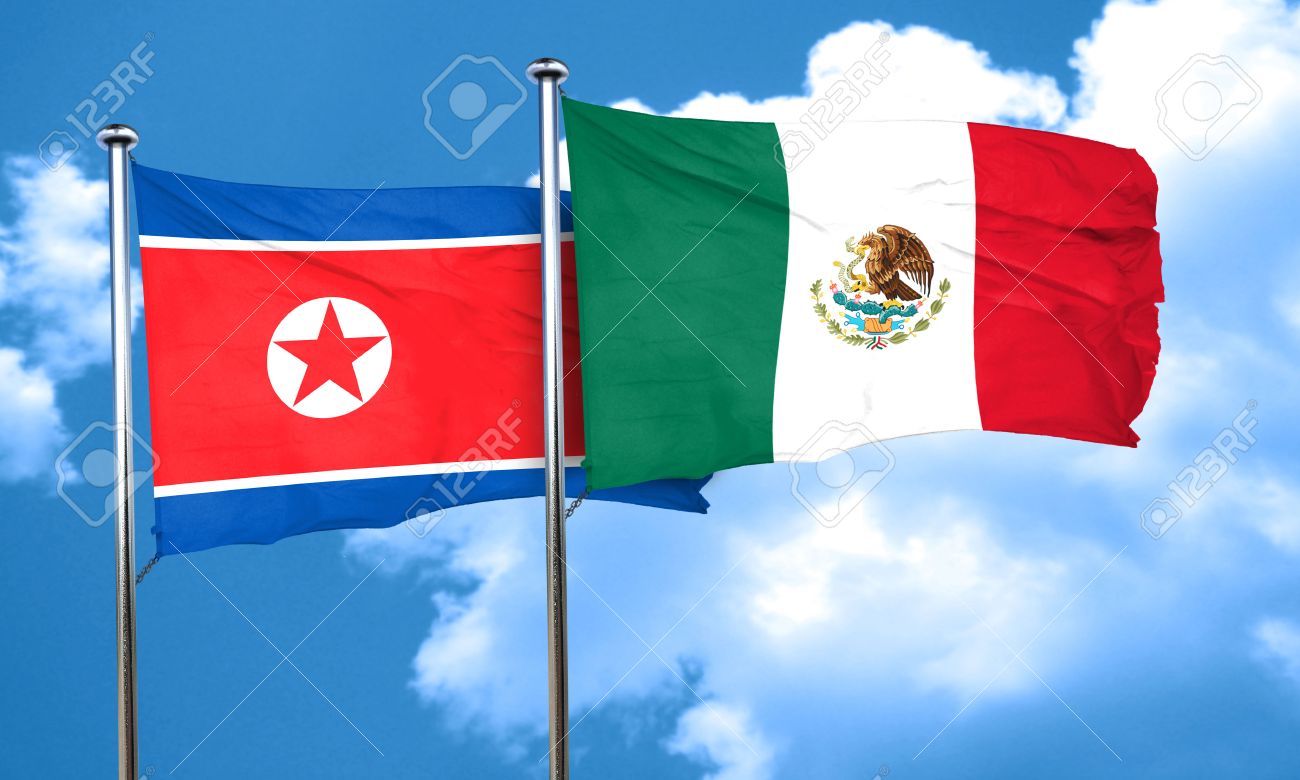 Resultado de imagen para bandera de corea del norte y de mexico
