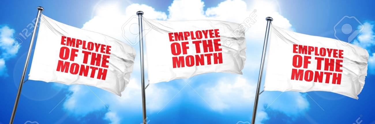 employee of the month 3d rendering triple flags stock photo