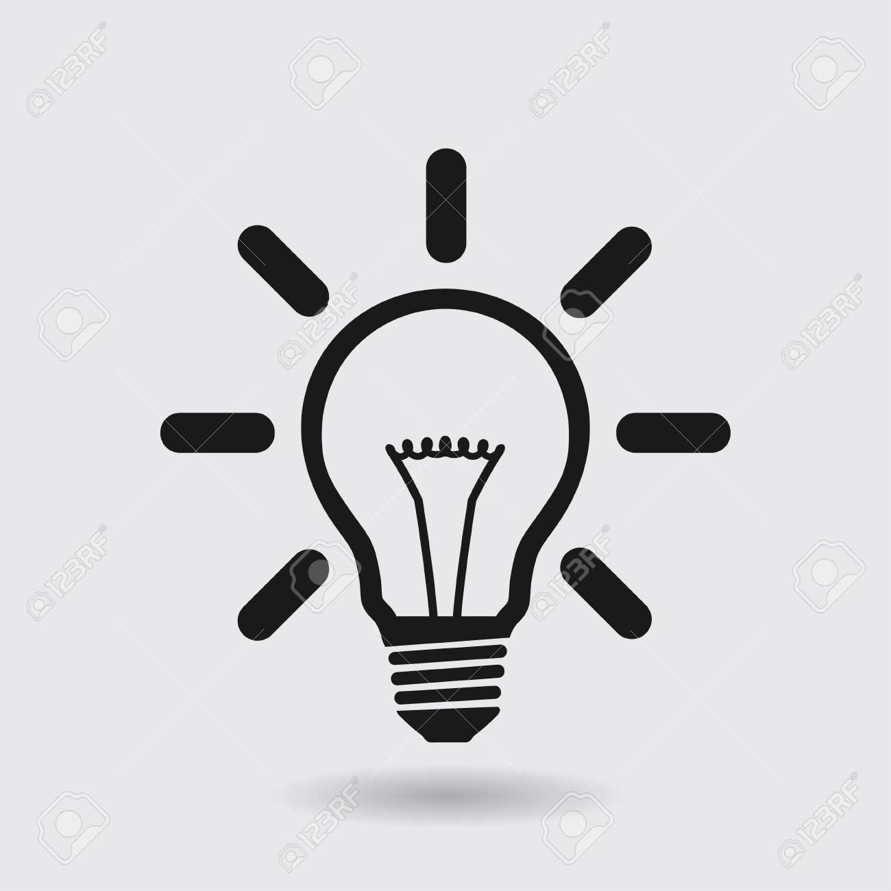 光ランプ印アイコン アイデア電球記号です フラットなデザイン スタイル のイラスト素材 ベクタ Image