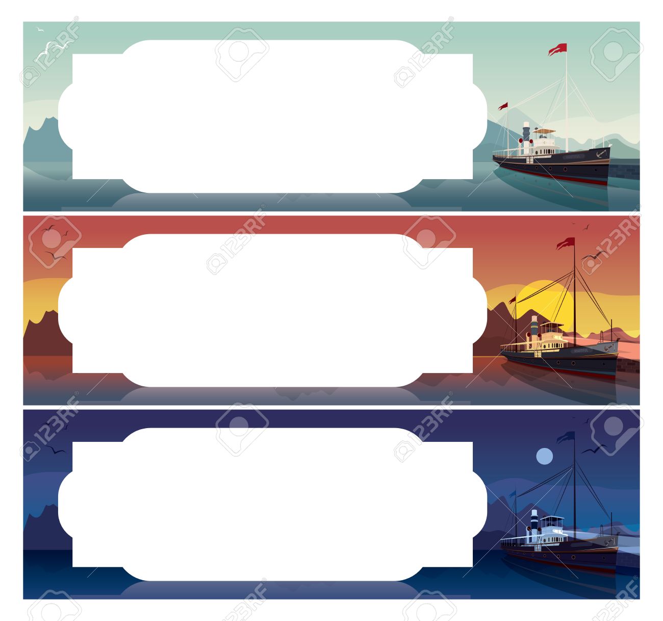 set of horizontal templates for sea cruise tickets or flyers scenic scenic flyers