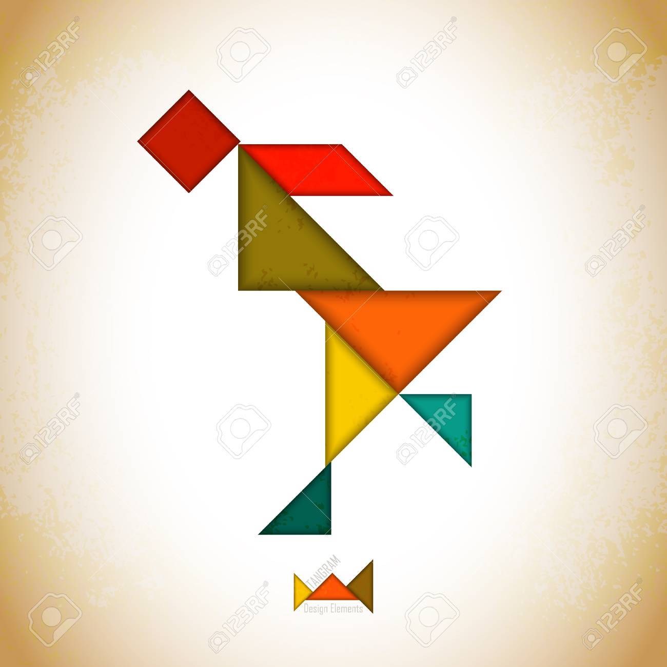 Tangram Sitting Cat Shape and Solution