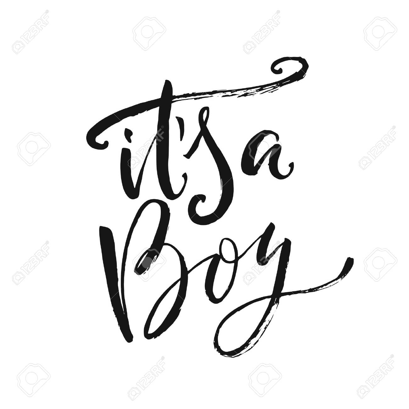 hand drawn word brush pen lettering with phrase boy word