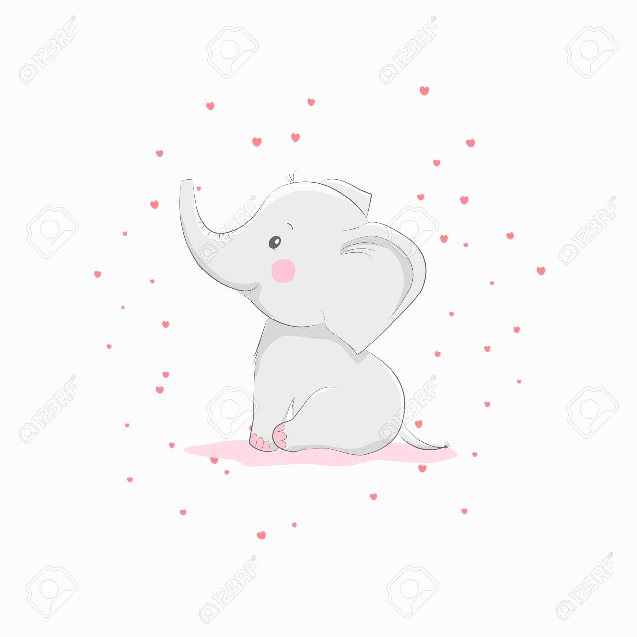 Mignon Illustration Vectorielle Avec Elephant Bebe Pour Bebes Et Carte D 39 Invitation Clip Art Libres De Droits Vecteurs Et Illustration Image
