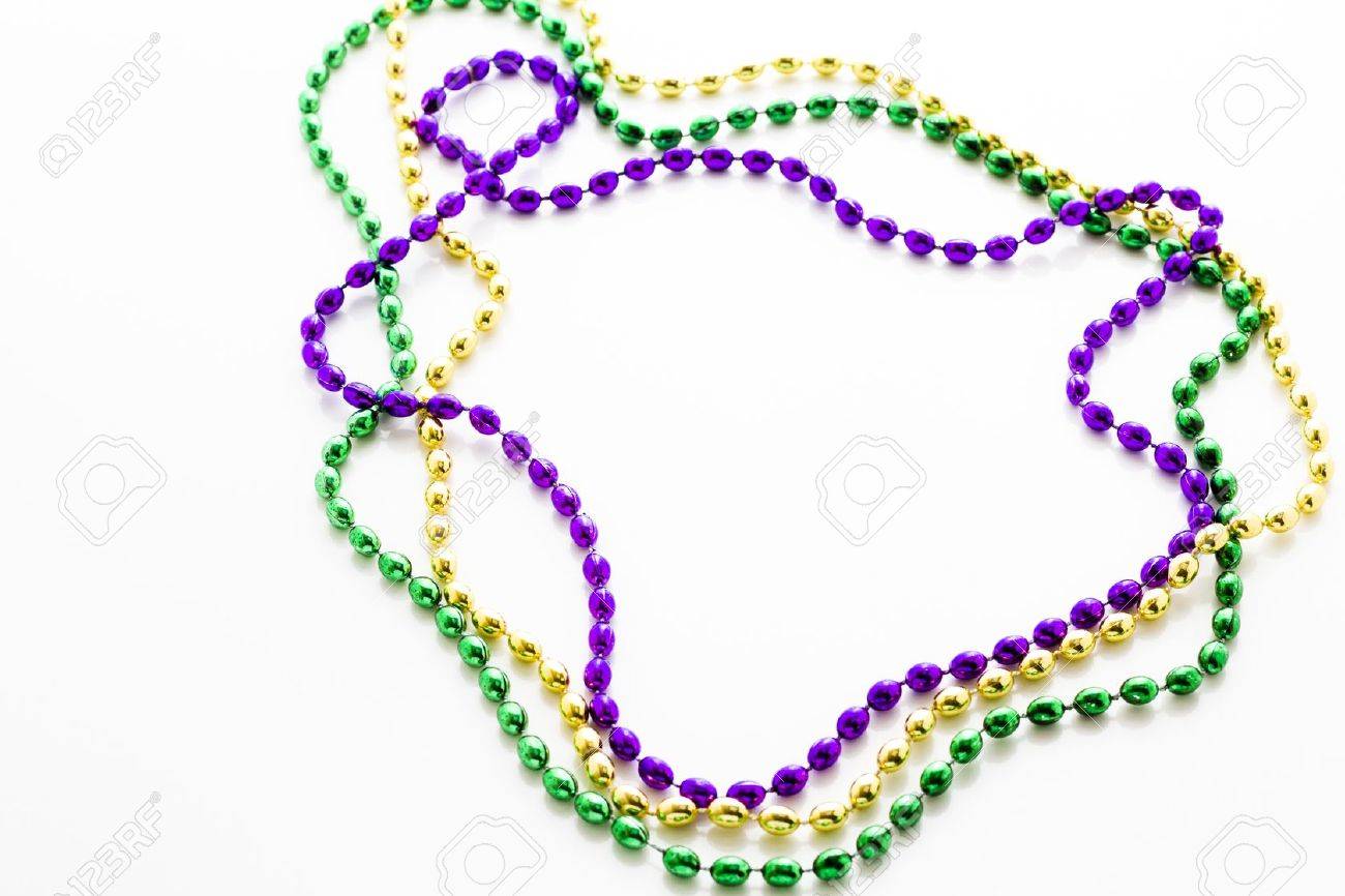 Multi Color Mardi Gras Beads On White Background Stock Photo 17908041 Multi Color Mardi Gras Beads On White Background Stock Photo 17908041
