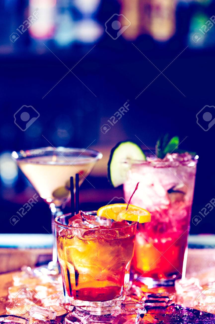 Colorful cocktails on the bar table in restaurant. - 47577313 Colorful cocktails on the bar table in restaurant. - 47577313