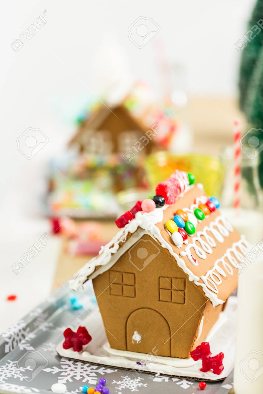 Download Kids Decorating Small Gingerbread Houses At The Christmas Craft Stock Photo Picture And Royalty Free Image Image 114106095 PSD Mockup Templates