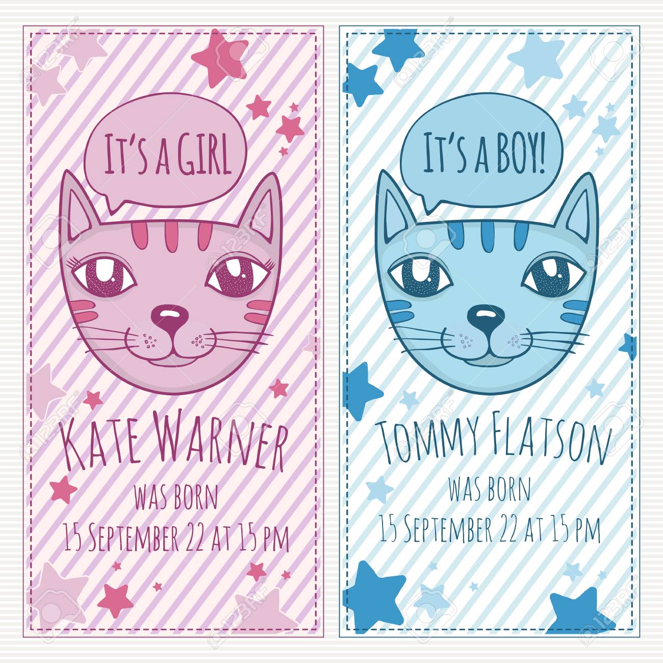 baby boy and girl shower invitation card template vector