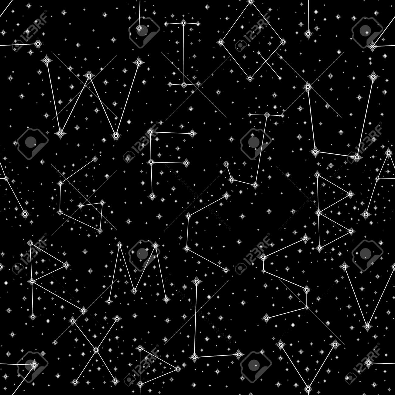 Seamless pattern alphabet constellations abstract symbol space.Astrology background doodle style. - 170424871 Seamless pattern alphabet constellations abstract symbol space.Astrology background doodle style. - 170424871