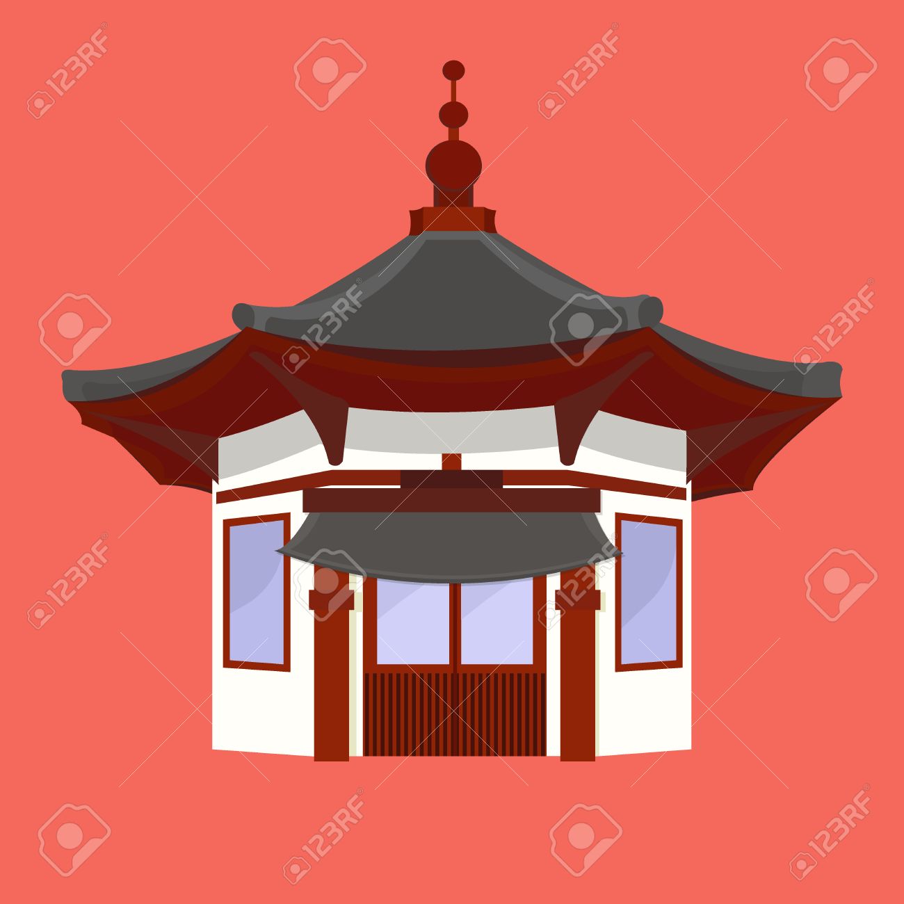 Maison Traditionnelle Chinoise A L Architecture Typique Lanternes Asiatique Chinois Culture Japonaise Maison Typique Asiatique La Maison Coreenne Maison Prospere Batiment De L Est Vector Illustration De Conception Clip Art Libres De Droits