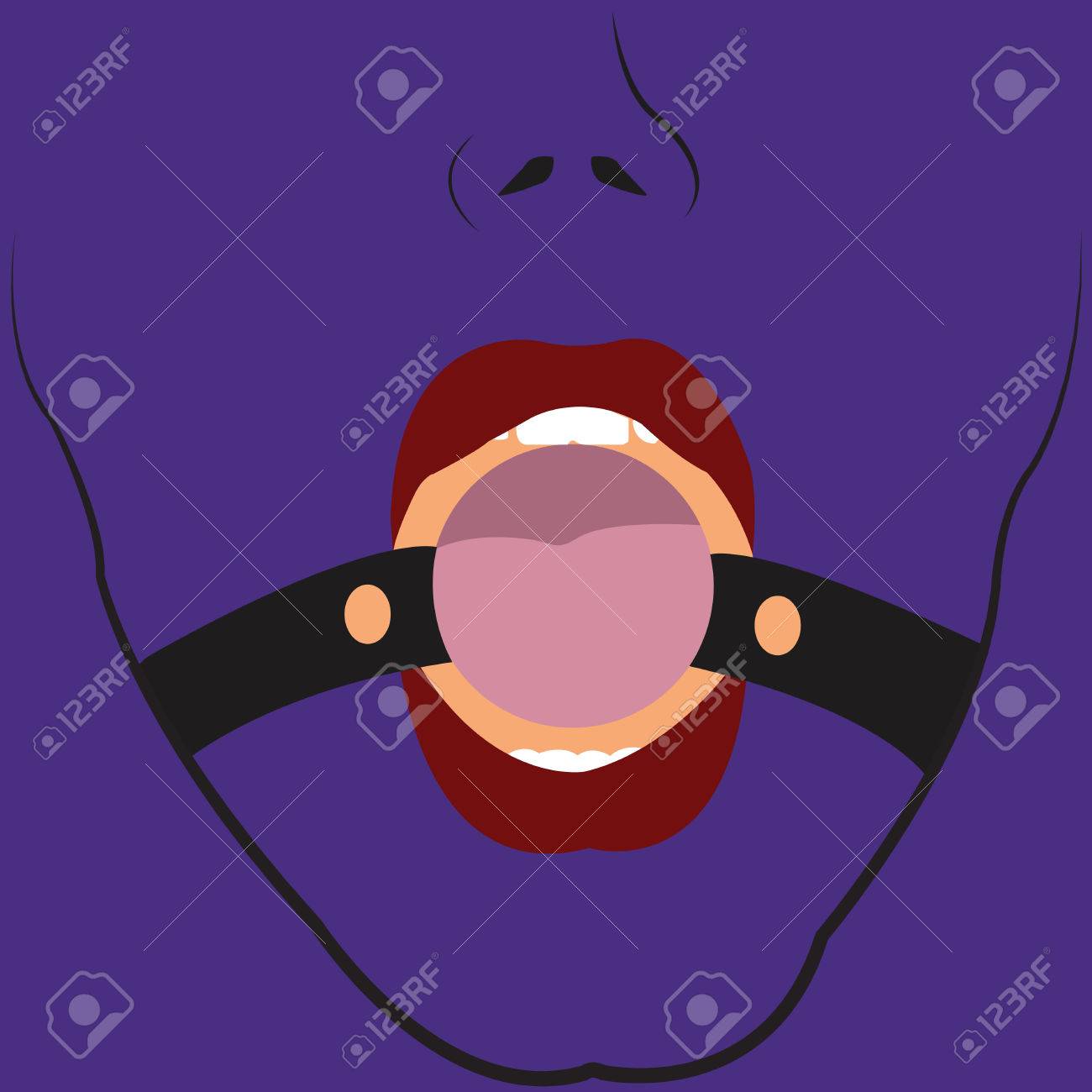 口のギャグを持つ女性 sm 口挿入ボール セクシーな赤い唇 セックス ゲーム 官能的な実践 ロールプレイング含むボンテージ 支配 提出 サドマゾ 対人のダイナミクスの様々 な ベクトルのイラスト素材 ベクタ Image