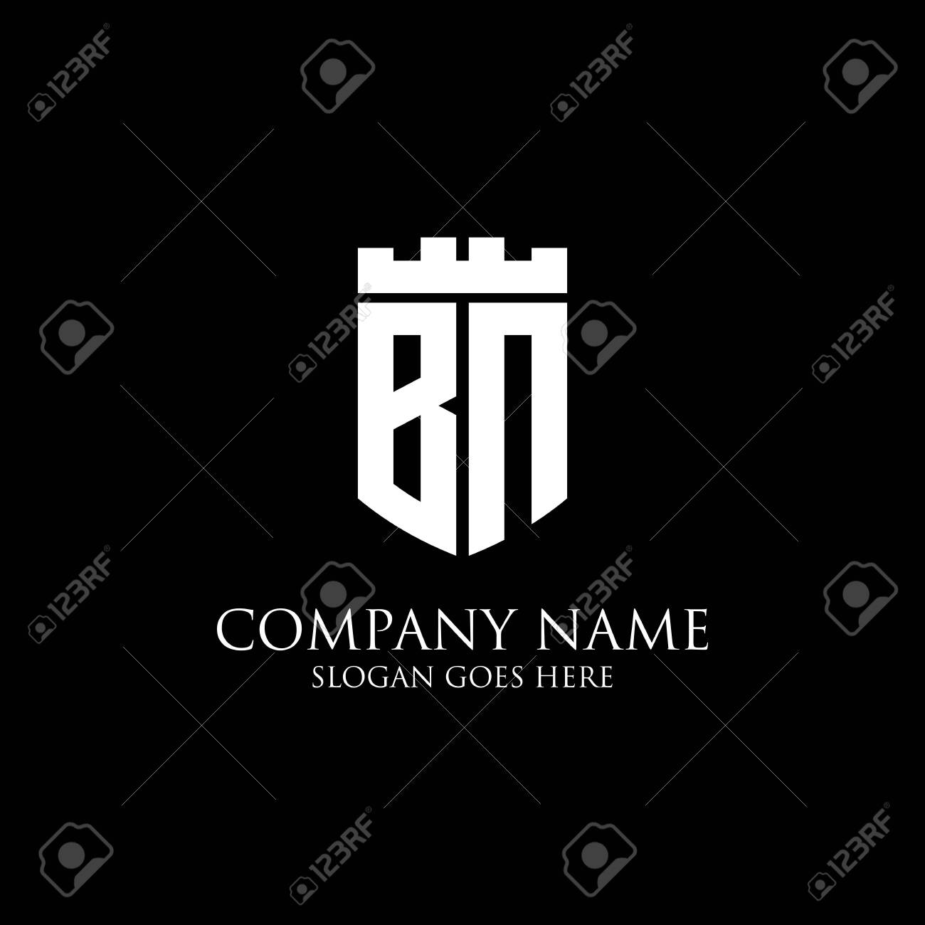 Bn Initial Shield Logo Design Inspiration Crown Royal Logo Vector