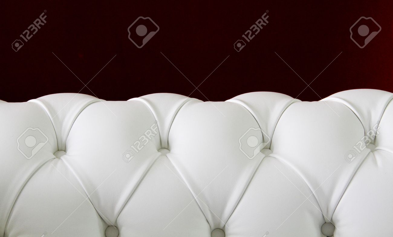 White Leather Chesterfield Sofa Stock Photo Picture And Royalty