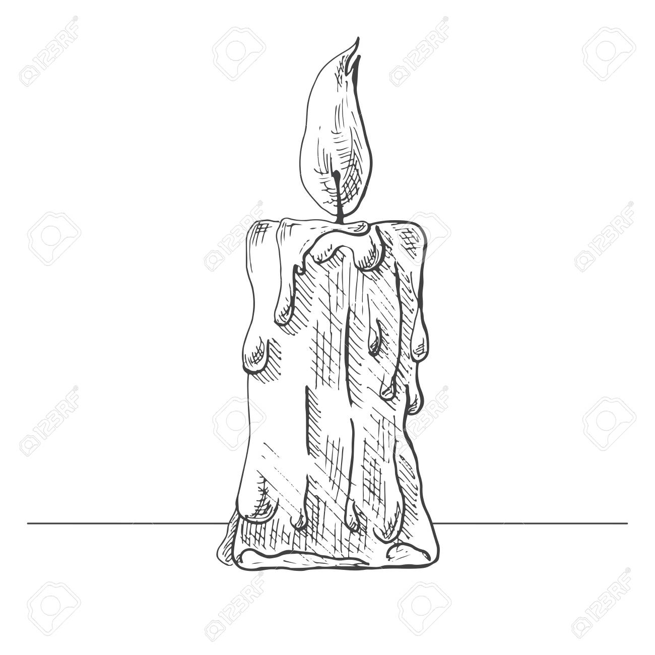 手描きろうそくは 白い背景で隔離の書き込み スケッチ スタイルのベクター イラストです のイラスト素材 ベクタ Image