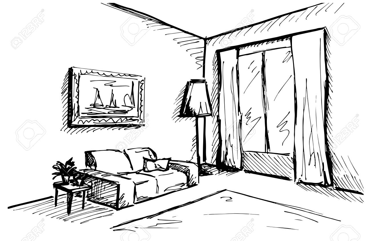 内部の線形スケッチ 部屋の計画 ベクトルイラストのイラスト素材 ベクタ Image 内部の線形スケッチ 部屋の計画 ベクトルイラストのイラスト素材 ベクタ Image