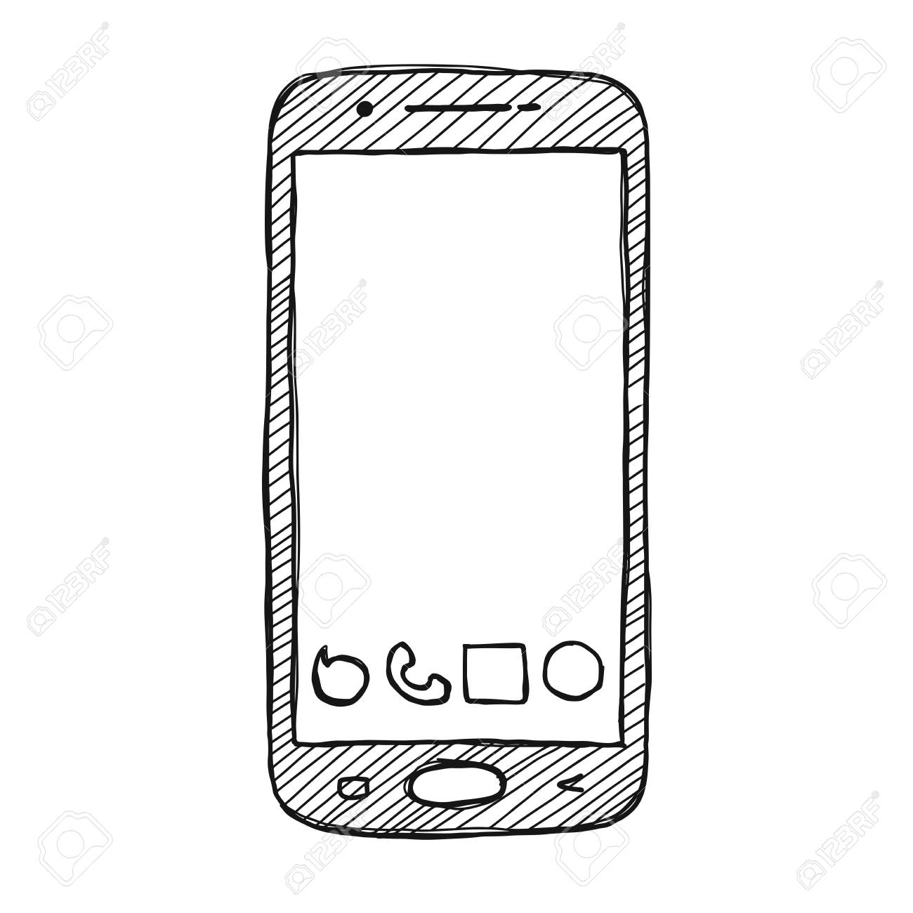 Sketch Smartphone. The Phone Is Isolated On A White Background. Vector  Illustration. Royalty Free SVG, Cliparts, Vectors, and Stock Illustration.  Image 124721431.