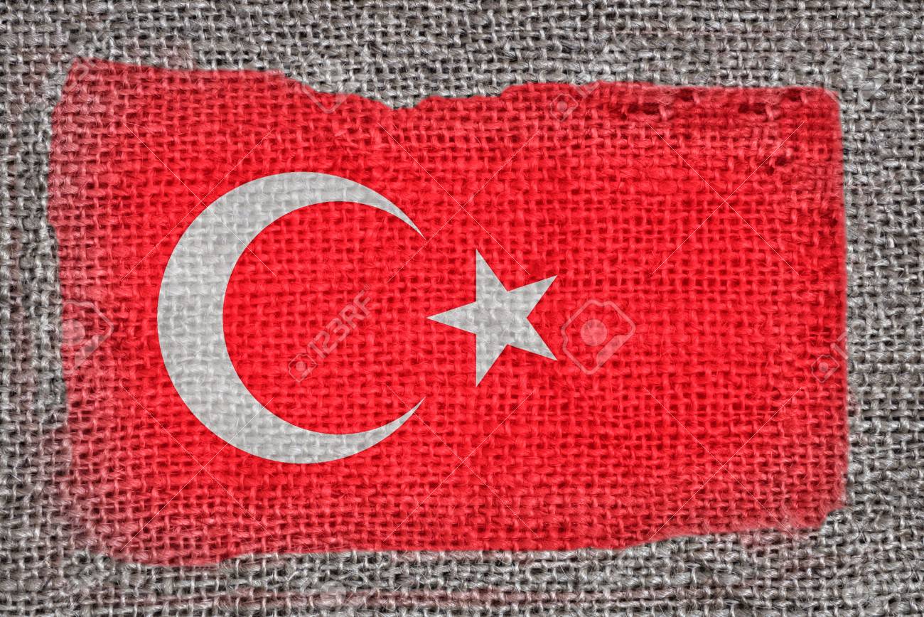Turkische Flagge Auf Stoff Gedruckt Lizenzfreie Fotos Bilder Und Stock Fotografie Image